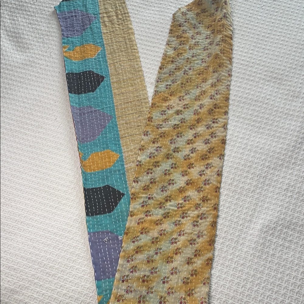 Kantha Bae Headwrap turquoise, purple, yellow, blue and red